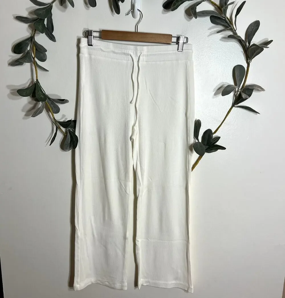Andie White Waffle Knit Cropped Pants